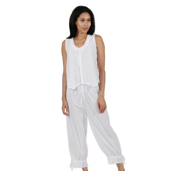NWT La Cera Sleeveless Top & Bloomer Pajama Pants Lounge Set Cottage Boho XL
